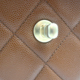 Chanel 23A Small Chain Frame Flap Bag Gold Brown Quilted Caviar Leather NEW