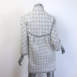 Chanel 2016 Quilted Boucle Tweed Sunburst Pearl-Button Coat White/Taupe Size 36