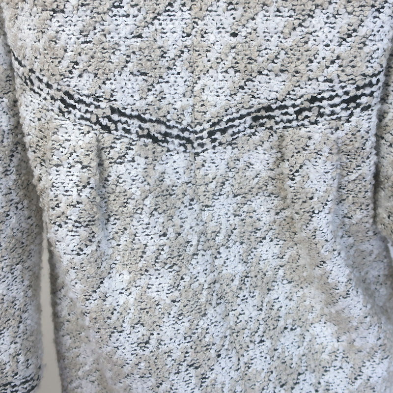 Chanel 2016 Quilted Boucle Tweed Sunburst Pearl-Button Coat White/Taupe Size 36