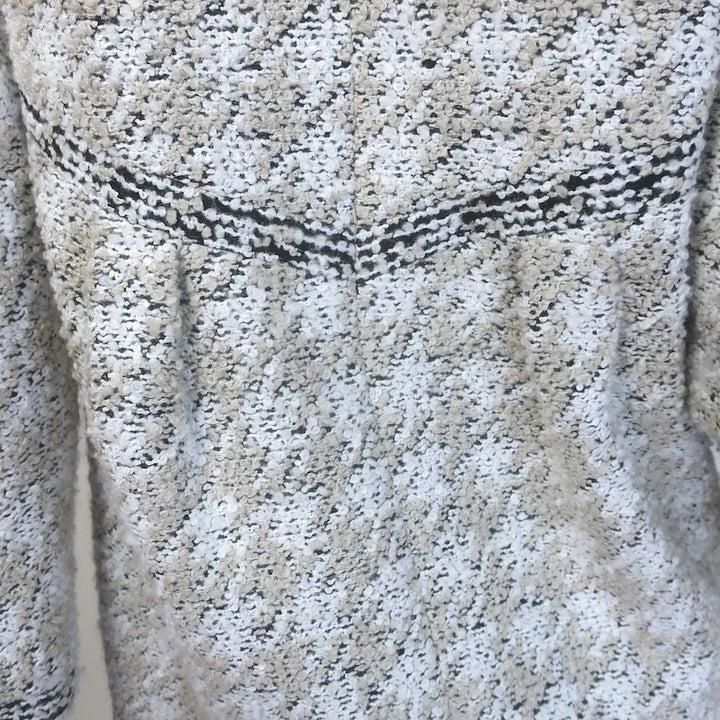 Chanel 2016 Quilted Boucle Tweed Sunburst Pearl-Button Coat White/Taupe Size 36