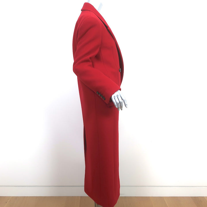 Saint Laurent Double Breasted Long Coat Red Cashmere-Wool Size 40