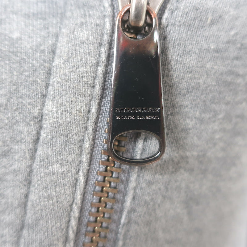 Burberry London Blue Label Sweatshirt Moto Jacket Heather Gray Size 38