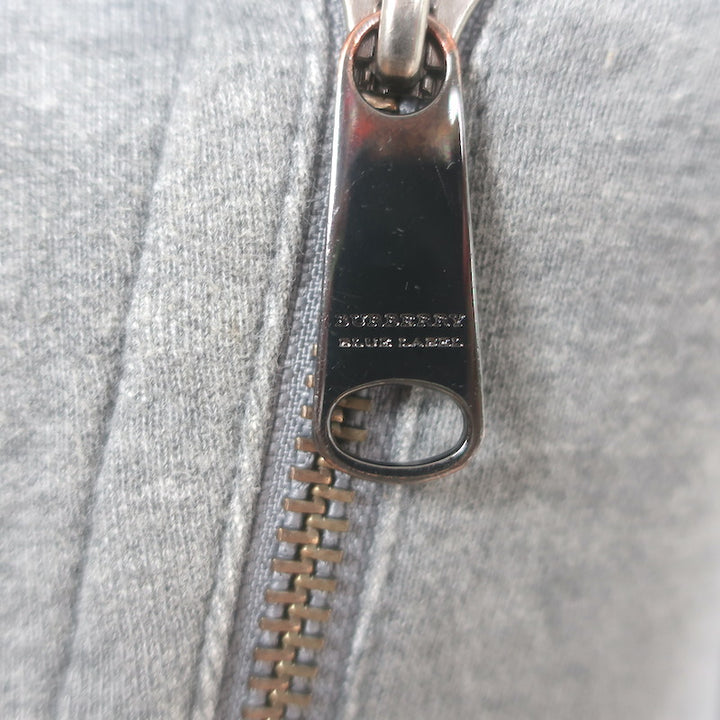 Burberry London Blue Label Sweatshirt Moto Jacket Heather Gray Size 38
