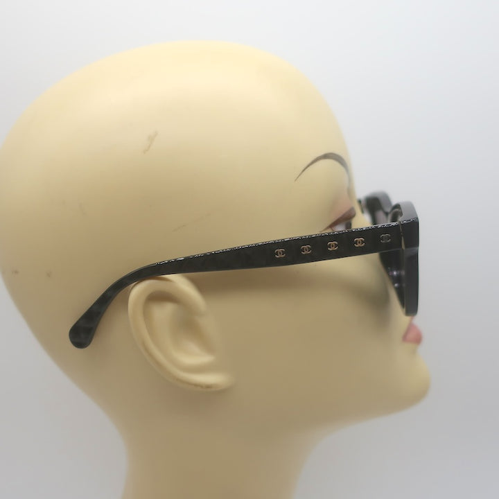 Chanel 5484 CC Quilted-Side 54mm Square Sunglasses Black