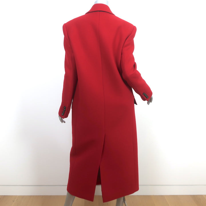 Saint Laurent Double Breasted Long Coat Red Cashmere-Wool Size 40