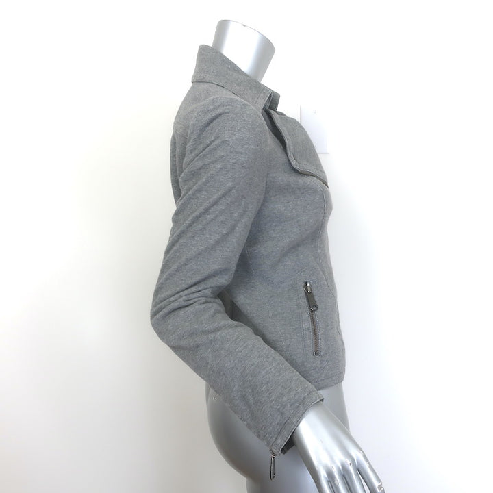 Burberry London Blue Label Sweatshirt Moto Jacket Heather Gray Size 38