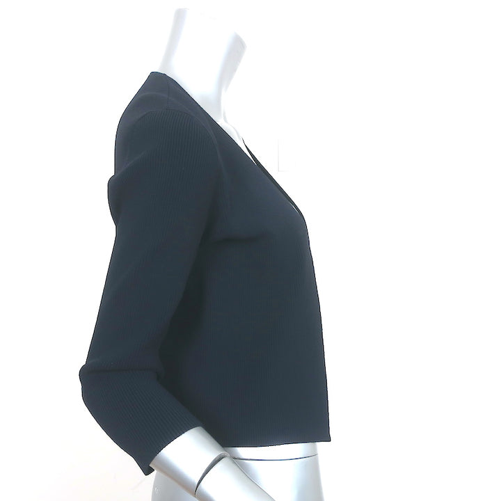 Akris Punto Cardigan Navy Ribbed Knit Size US 8 Open-Front Sweater