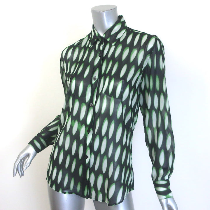 Dries Van Noten Len Lye Button Down Shirt Black Printed Cotton Size 34