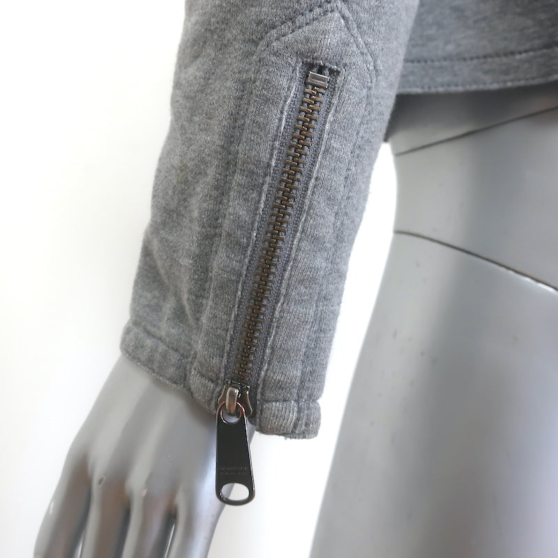 Burberry London Blue Label Sweatshirt Moto Jacket Heather Gray Size 38