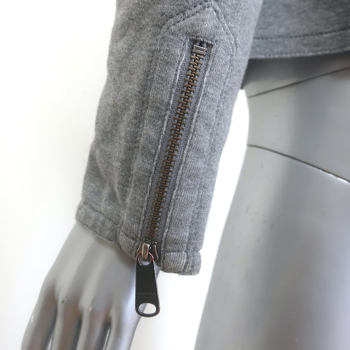 Burberry London Blue Label Sweatshirt Moto Jacket Heather Gray Size 38