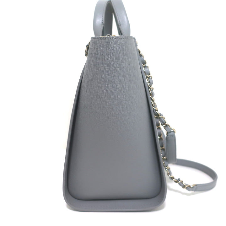 Chanel 20P Large Studded Deauville Tote Bag Grey Caviar Leather NEW