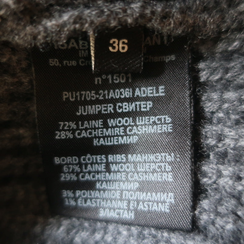 Isabel Marant Adele Puff Sleeve Sweater Charcoal Wool-Cashmere Size 36