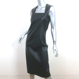 Bottega Veneta Square Neck Leather Midi Dress Black Size 38