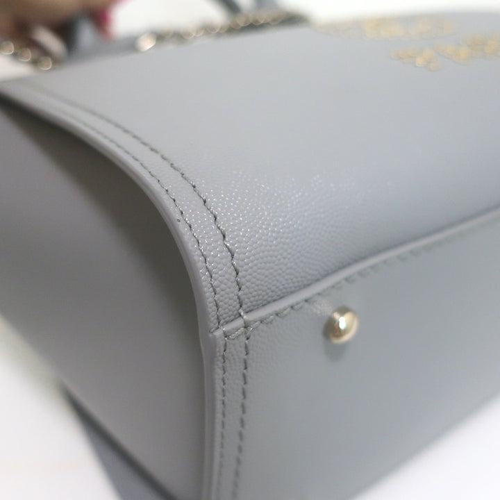 Chanel 20P Large Studded Deauville Tote Bag Grey Caviar Leather NEW