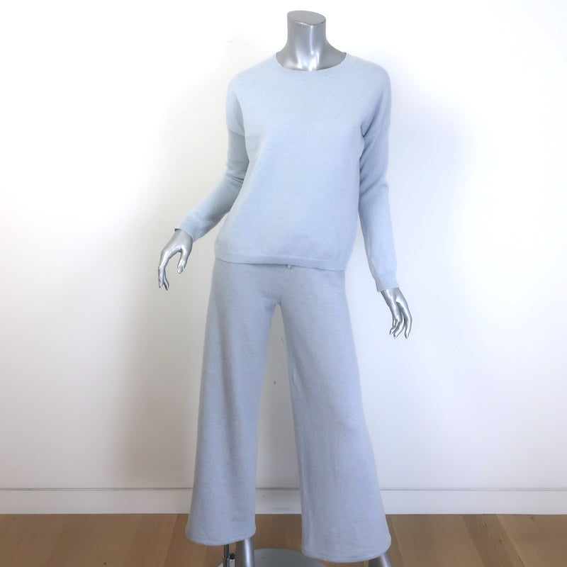 Lisa Yang Cashmere Crewneck Sweater &amp; Wide Leg Pants Set Dusty Blue Size 0