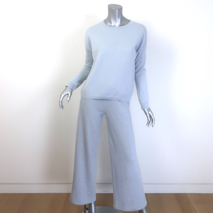 Lisa Yang Cashmere Crewneck Sweater &amp; Wide Leg Pants Set Dusty Blue Size 0