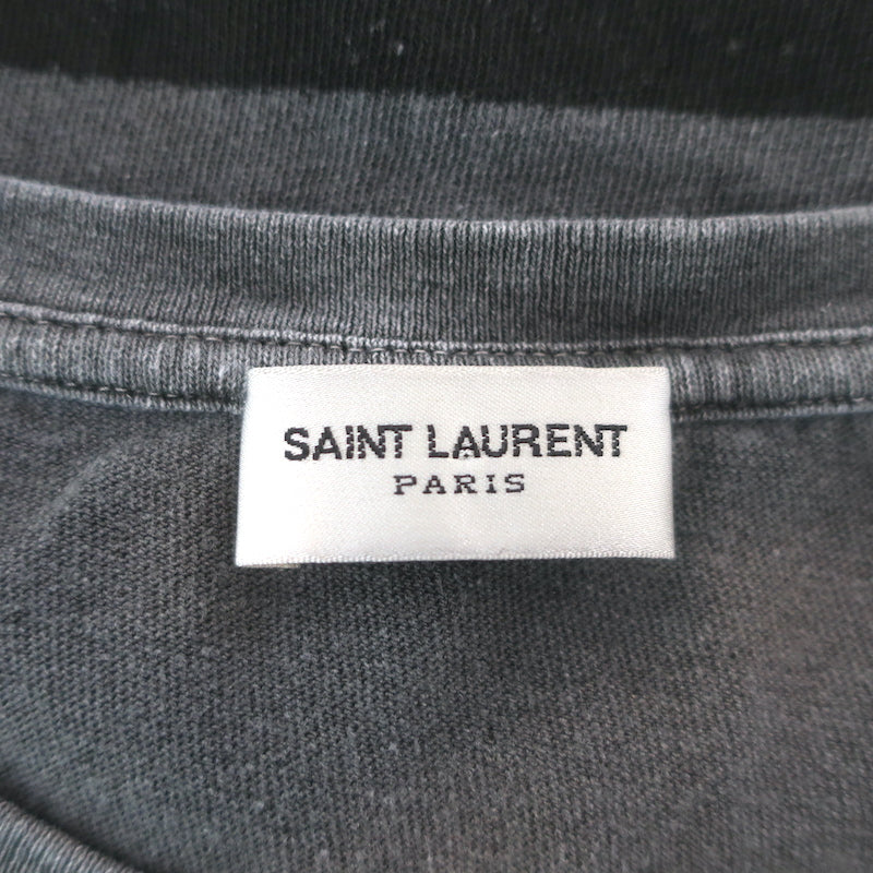 Saint Laurent Striped T-Shirt Gray &amp; Black Cotton Size Small Short Sleeve Top