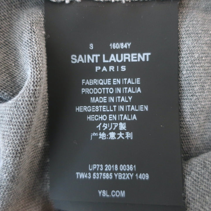 Saint Laurent Striped T-Shirt Gray &amp; Black Cotton Size Small Short Sleeve Top