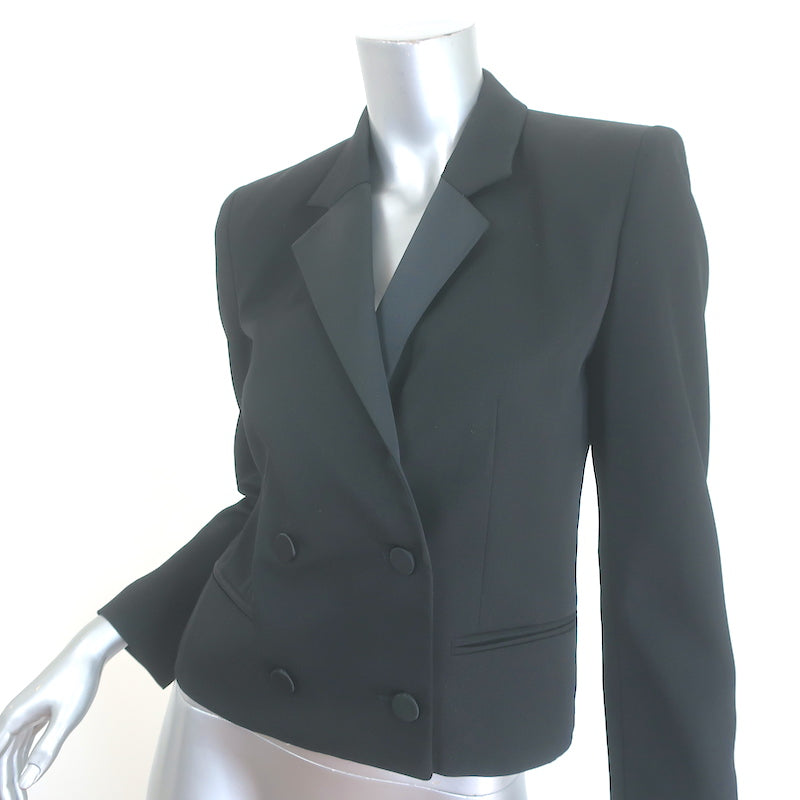 Isabel Marant Hasta Cropped Double Breasted Blazer Black Wool Size 36