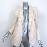 Nili Lotan Don Pinstriped Blazer Ecru Cotton Size 4 One-Button Jacket
