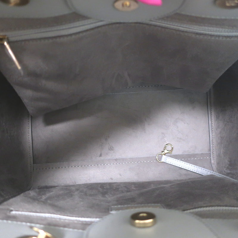 Chanel 20P Large Studded Deauville Tote Bag Grey Caviar Leather NEW