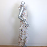 Zimmermann Frilled Tank Midi Dress White Garden Print Silk-Blend Size 0 NEW