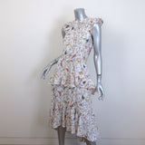 Zimmermann Frilled Tank Midi Dress White Garden Print Silk-Blend Size 0 NEW