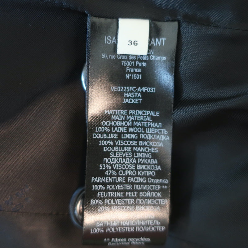 Isabel Marant Hasta Cropped Double Breasted Blazer Black Wool Size 36