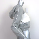 Alice + Olivia Kyle Cropped Hoodie Sweatshirt Gray/White Stretch Wool Size Small