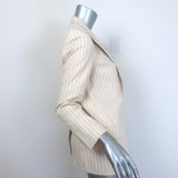 Nili Lotan Don Pinstriped Blazer Ecru Cotton Size 4 One-Button Jacket