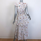Zimmermann Frilled Tank Midi Dress White Garden Print Silk-Blend Size 0 NEW