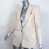 Nili Lotan Don Pinstriped Blazer Ecru Cotton Size 4 One-Button Jacket