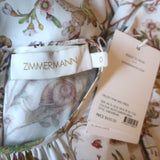 Zimmermann Frilled Tank Midi Dress White Garden Print Silk-Blend Size 0 NEW