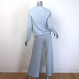 Lisa Yang Cashmere Crewneck Sweater & Wide Leg Pants Set Dusty Blue Size 0