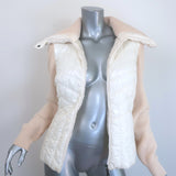 Moncler Maglione Tricot ivory wool-blend cardigan down puffer jacket, size L, pre-owned, authentic luxury