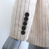 Nili Lotan Don Pinstriped Blazer Ecru Cotton Size 4 One-Button Jacket