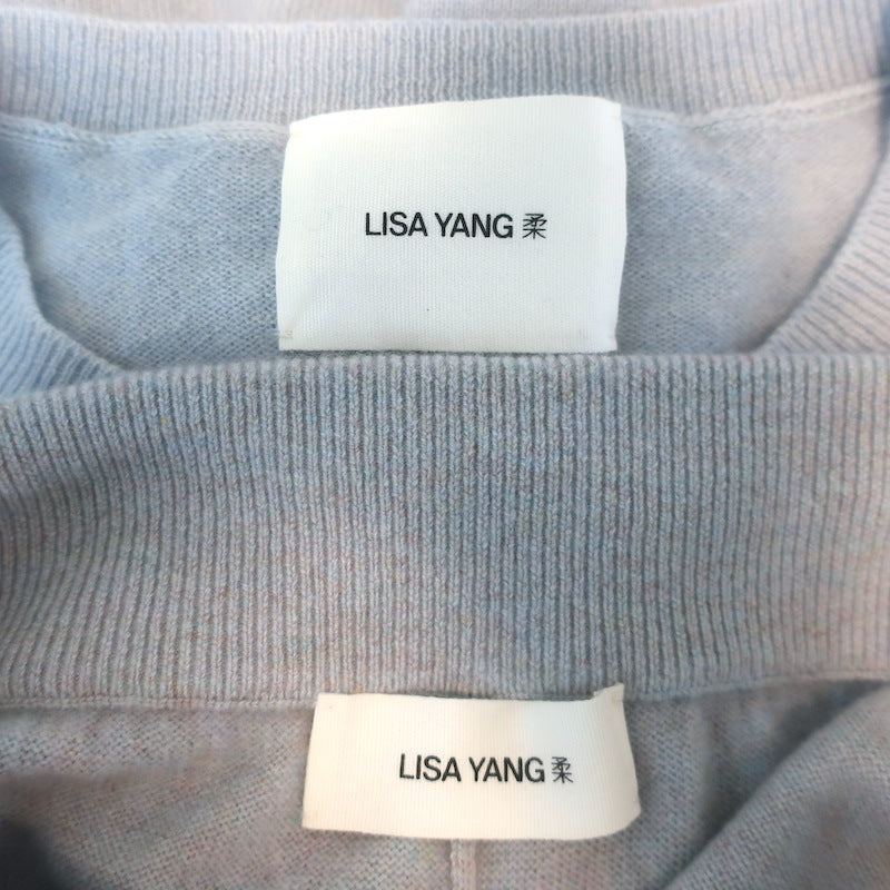 Lisa Yang Cashmere Crewneck Sweater &amp; Wide Leg Pants Set Dusty Blue Size 0
