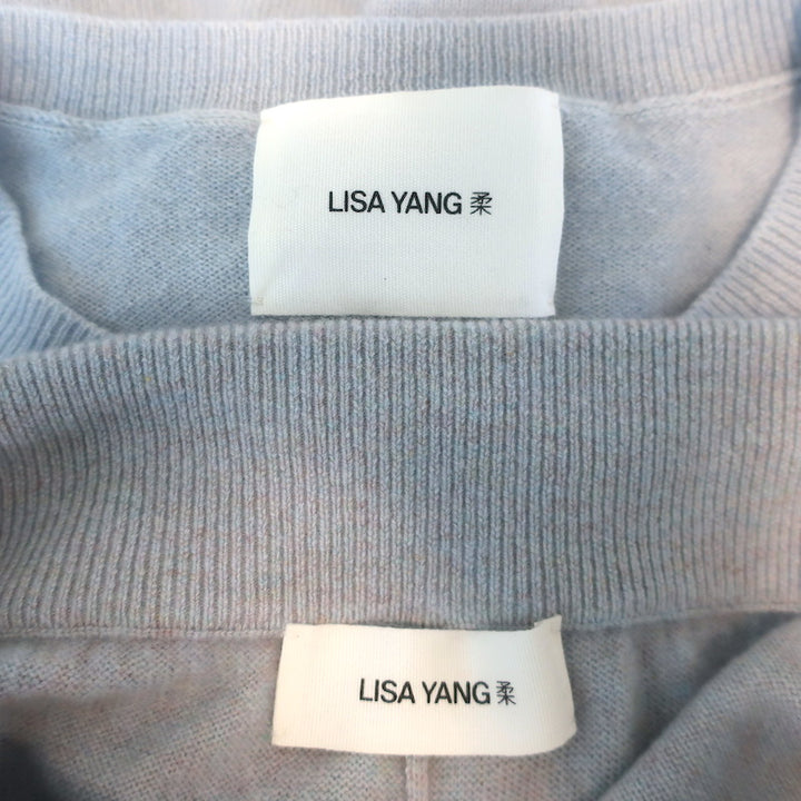 Lisa Yang Cashmere Crewneck Sweater &amp; Wide Leg Pants Set Dusty Blue Size 0