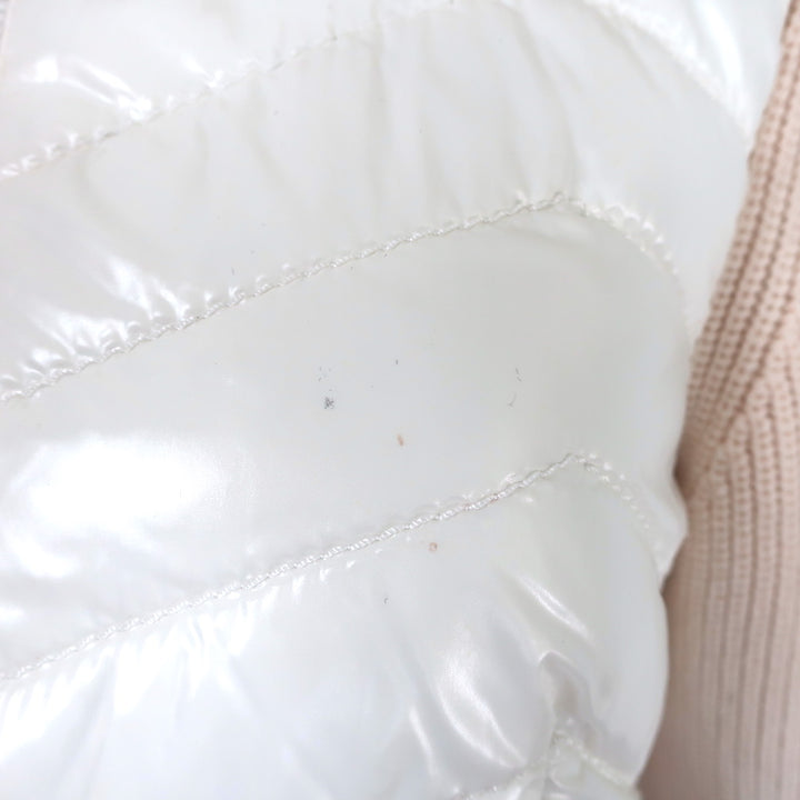 Authentic Moncler ivory tricot wool cardigan puffer jacket, pre-owned luxury outerwear