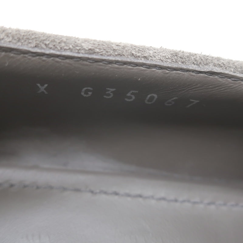 Chanel Chain-Trimmed CC Loafers Gray Suede Size 37