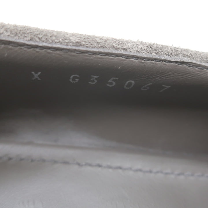 Chanel Chain-Trimmed CC Loafers Gray Suede Size 37