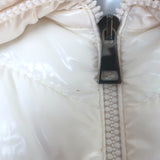 Moncler ivory maglione tricot cardigan-style down puffer jacket, wool blend, size L, luxury pre-owned