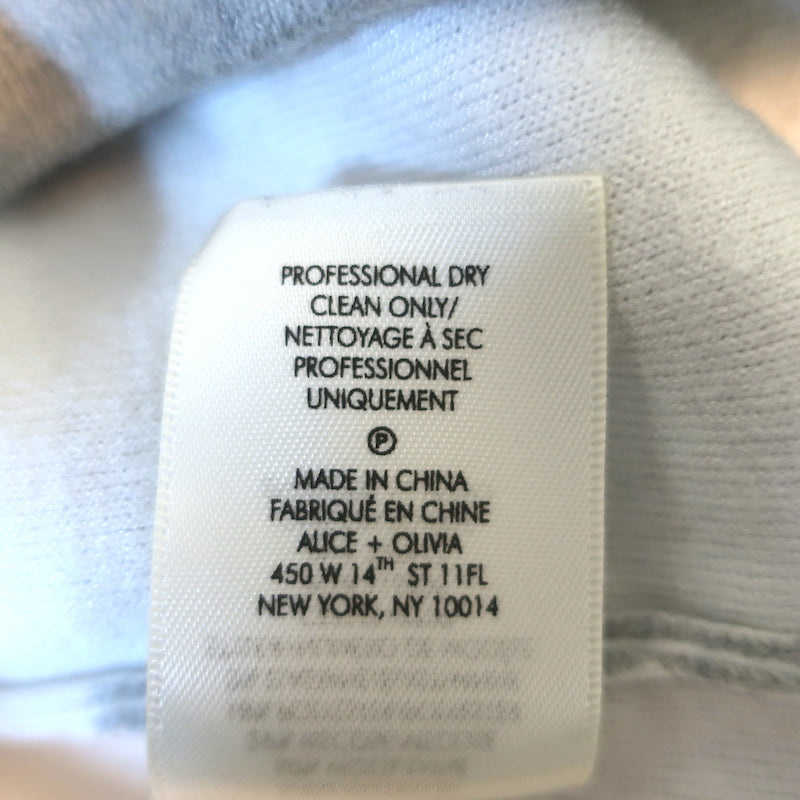 Alice + Olivia Kyle Cropped Hoodie Sweatshirt Gray/White Stretch Wool Size Small