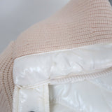 Authentic Moncler Maglione Tricot ivory wool-blend down puffer cardigan, pre-owned luxury size L