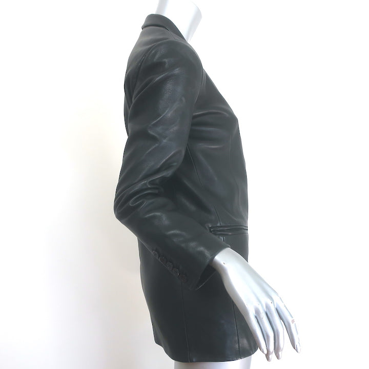 SPRWMN Leather Blazer Black Size Extra Small One-Button Jacket