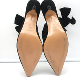 GANNI Sabine Bow Slingback Pumps Black Suede Size 39 Pointed Toe Kitten Heels