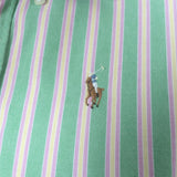 Polo Ralph Lauren Striped Slim Fit Button Down Shirt Green/Pink/Yellow Size 2