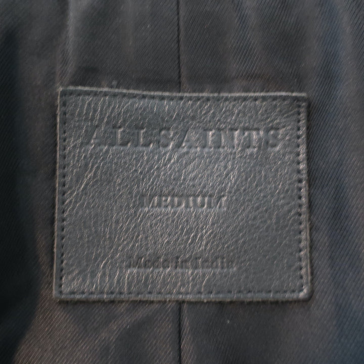 AllSaints Survey Double Layered Leather Blazer Black Size Medium