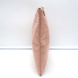 Clare V. Crocodile-Embossed Large Clutch Bag Light Pink Leather NEW