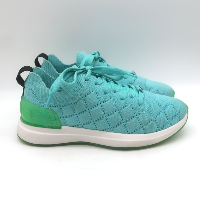 Chanel Quilted Knit Low Top Sneakers Blue Size 37.5